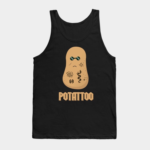 Funny potato puns ~ Potattoo Tank Top by Marzuqi che rose